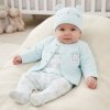 N14731: Baby Blue Bear 4 Piece Quilted Jacket & Hat Outfit (0-9 Months)